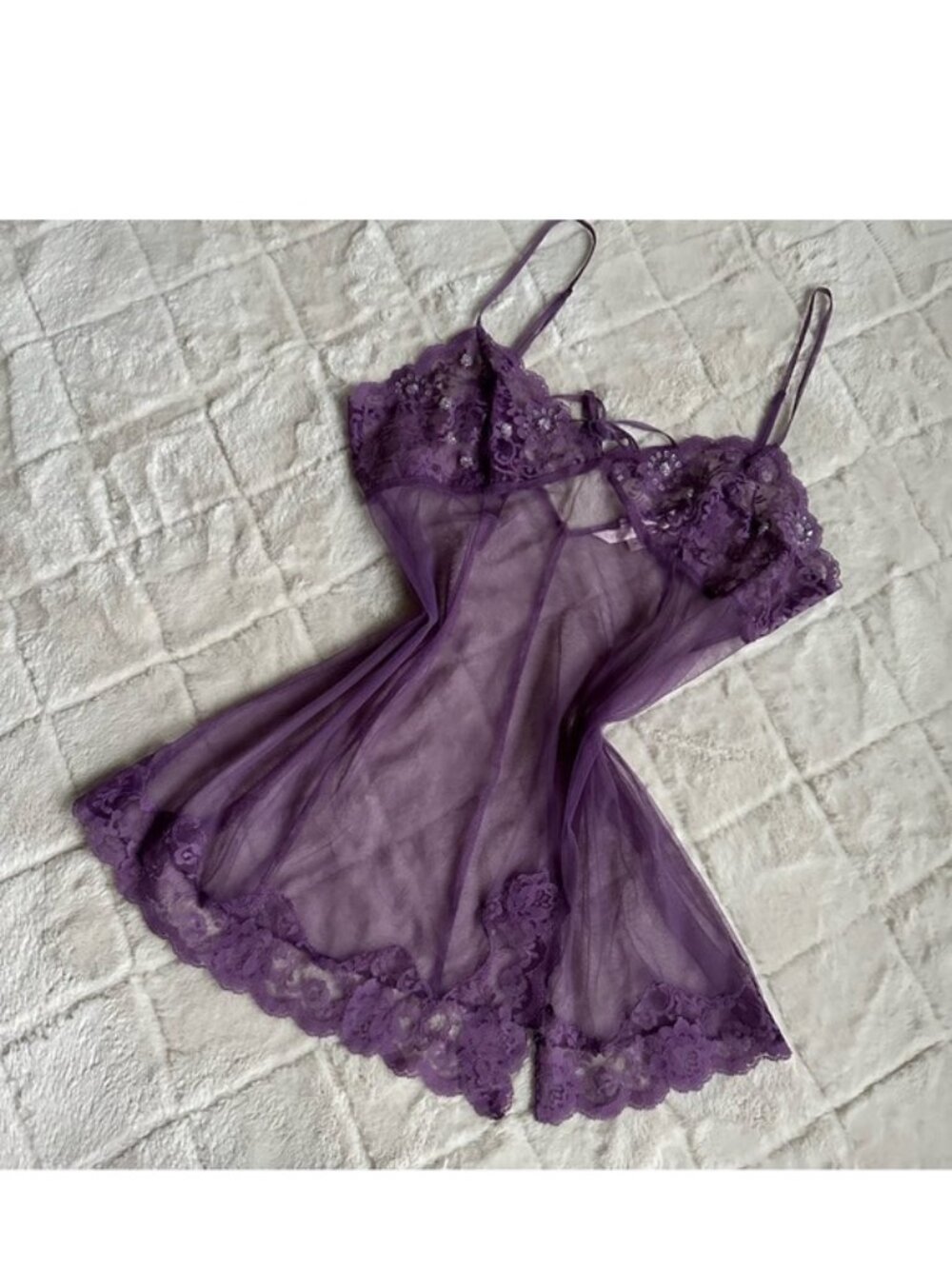 Victoria's Secret | Vintage Sheer Purple Sequin Lace Teddy Lingerie | Size Large
